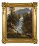 Carl Christian Sparmann, Der Giessbach im Berner Oberland, 1853, Öl auf Leinwand