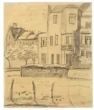 August Macke, Hinterhäuser, 1911, Bleistift auf Transparentpapier