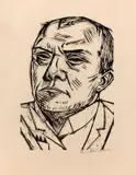 Max Beckmann, Selbstbildnis, 1922, Holzschnitt auf leicht rosafarbenem Japan
