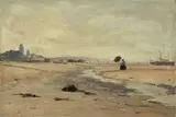 Eugen Dücker, Junge Frau am Strand von Katwijk