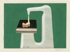 Konrad Klapheck, Fruchtbarkeit, 1960, Gouache über Radierung
