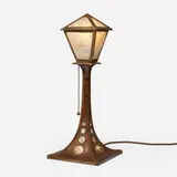 Charles Frederick Eaton, Table lamp, c. 1904, handwrought patinated copper, brass, shell