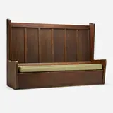 Greene & Greene, Bench from the Dr. Arthur A. Libby House, Pasadena, California, 1905, cedar, oak, fabric upholstery