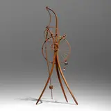 Lawrence Hunter, Important clock, 1975, walnut, lead, brass