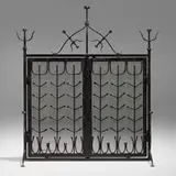 C. Carl Jennings, Rare firescreen, c. 1967, forged, welded, and enameled iron, iron mesh