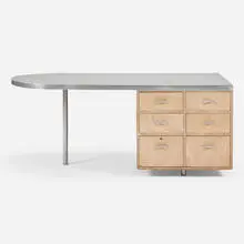 Albert Frey, Custom Desk for the Clark and Frey office building, Palm Springs, c. 1947, plywood, aluminum, vinyl