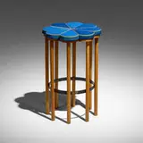 Gere Kavanaugh, Unique occasional table, c. 1965, glazed stoneware, oak, steel