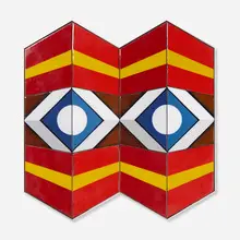 Ellamarie Woolley, Double View (from the Popular Chevron series), 1972, enameled copper, aluminum