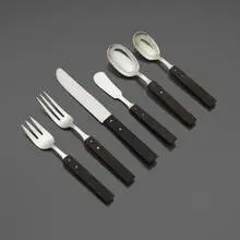 Allan Adler, Rare Town and Country Flatware service, c. 1955, sterling silver, ebony