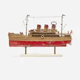 Staudt, Toy boat from the Collection of Charles Eames, enameled steel, brass, painted wood