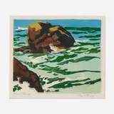 William S. Rice, Lone Rock, c. 1935, woodblock print in colors