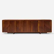 Arthur Espenet Carpenter, Record cabinet, 1977, walnut, lacquered wood, brass