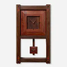Robert McKeown, Wall clock, c. 1980, ebony, wenge, rosewood, bubinga, battery clock movement