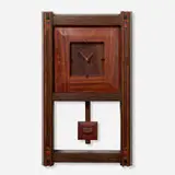Robert McKeown, Wall clock, c. 1980, ebony, wenge, rosewood, bubinga, battery clock movement