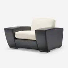 Paul Theodore Frankl, Speed chair, c. 1938, vinyl, upholstery, lacquered wood