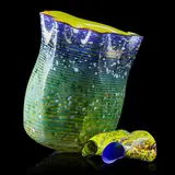 Three-piece blue, green, and yellow Macchia Set by Dale Chihuly, sold May 2018