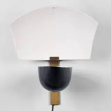 1950s, wall fixture, enameled metal, brass