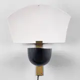 1950s, wall fixture, enameled metal, brass