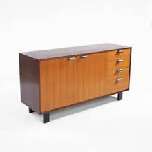 cabinet by George Nelson, c. 1948, walnut, aluminum, sold Jun 2001