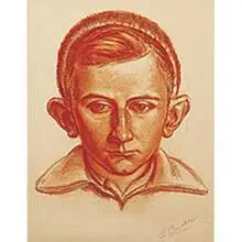 Edmund Brucker, Study for Bag Ears, c. 1943, conte crayon on paper