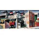 Edwin Fulwider, Untitled (Modern Transportation), c. 1945, oil on Masonite