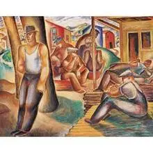 Idle Men by Leon Bibel, 1936, oil on canvas, sold May 2001