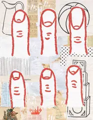 Donald Baechler, SIX FINGERS, 1993, Acryl auf Papier und Stoff, collagiert