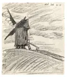 Lyonel Feininger, Windmühle auf einer Bergkuppe