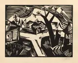 Russische Landschaft by Karl Schmidt-Rottluff, 1919, Holzschnitt auf Papier, sold Nov 2013