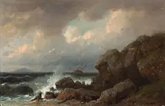 Stürmische See by Robert Kummer, 1878, Öl auf Pappe, sold Nov 2013
