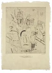 Yeschen.. Nochen... Vielleichtchen by Martin Kippenberger, 1991, Original-Leinenmappe mit 5 Kaltnadelarbeiten, jeweils auf Japan, sold Nov 2010