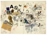 Jean Tinguely, Prunier, Um 1960, Mischtechnik und Collage auf Papier (aus einem Skizzenblock)