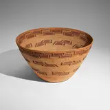 Native American, Maidu basket, c. 1910, sedge grass, redbud, bracken fern, willow