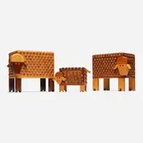 Lamb/BaaBaa boxes, set of three by Pamela Weir-Quiton and Charles O. Weir, 1971, maple, walnut, rosewood, ebony, sold Sep 2024