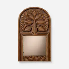Stan Dann, Rare wall mirror, c. 1965, carved walnut, mirrored glass