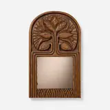 Stan Dann, Rare wall mirror, c. 1965, carved walnut, mirrored glass