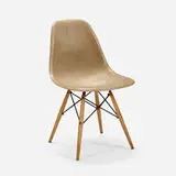 DSW by Charles and Ray Eames, 1951, molded fiberglass, birch, enameled steel, rubber, sold Jul 2024