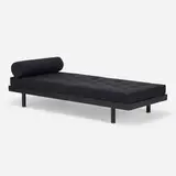 Jean Prouvé, SCAL daybed, model 450, c. 1952, enameled steel, upholstery, oak