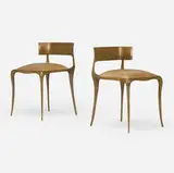 Paul Mathieu, Aria chairs, pair, 2006, cast bronze, upholstery
