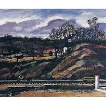 Carl John Zimmerman, Working on the Tracks,, c. 1940, oil on canvas