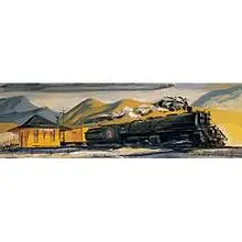 Edwin Fulwider, Untitled (Great Northern Railway), c. 1945, oil on artist board