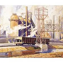 Harry Schopf, Steel Mills, watercolor on paper