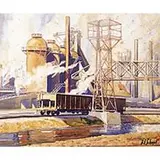 Harry Schopf, Steel Mills, watercolor on paper