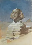 Ri Harry John Johnson, The Sphinx at Night, watercolour with white heightening, 34 x 25cm (13 3/8 x 9 13/16in).34 x 25cm