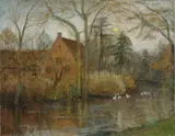 Otto Modersohn, Mond über der Wümme, 1932, Öl auf Leinwand