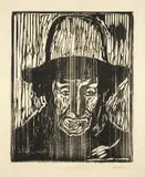 Edvard Munch, Der alte Fischer, 1897, Holzschnitt auf gelblichem Papier