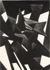 Hans Uhlmann, Ohne Titel, 1961, Schwarze Kreide auf Schoellershammer-Papier