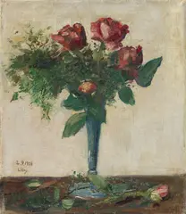 Lesser Ury, Rote Rosen, 1928, Öl auf Leinwand