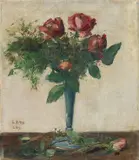 Lesser Ury, Rote Rosen, 1928, Öl auf Leinwand