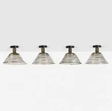Angelo Mangiarotti, Spirali light elements, set of four, 1974, chrome-plated steel, enameled steel